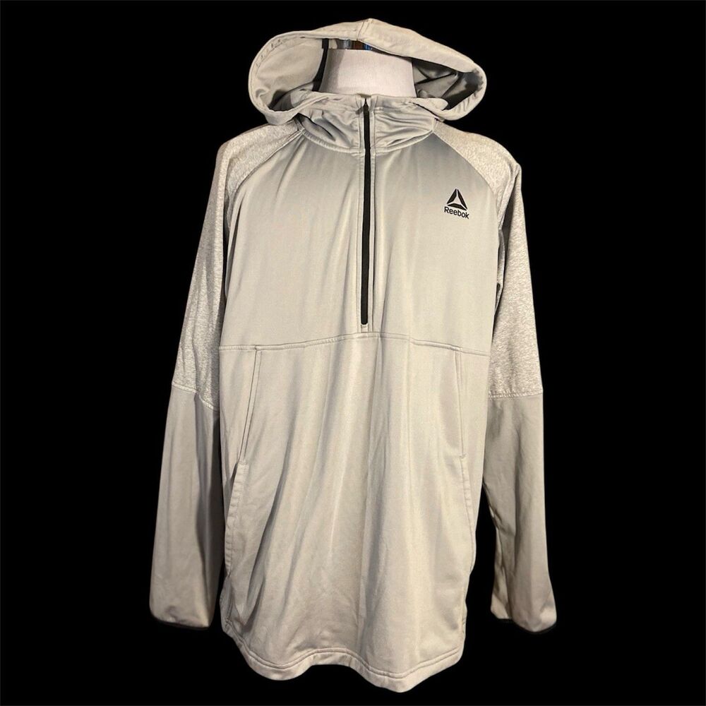Reebok Hoodie Men’s Size 2XL Gray 1/4 Pullover Athletic Tracksuit